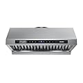 BRANO Under Cabinet Range Hood 30 Inch, 1200 CFM DC Motor Kitchen Hood with 6 Speeds Fan, Stainless Steel Ducted Vent Hood with Voice/Gesture/Touch Control,Memory Mode