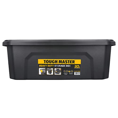 TOUGH MASTER 30L Storage Box Medium With Lid Durable Plastic Reinforced Construction Secure & Stackable Design Versatile for Tools, Toys, Craft Equipment (Pack of 1)