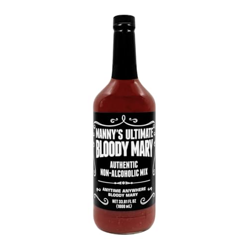 Manny's Ultimate Bloody Mary Mix - Glass Bottle (33.81 Oz), Natural Ingredients, Cocktail Mix, Craft & Batch Drink Mix, Handcrafted Beverage, Non-Alcoholic Bloody Mary