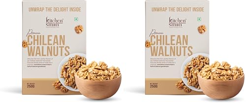 Image of KitchenSmith Chilean Walnuts - 250gm | Delicious & Crunchy | High In Anti-Oxidants | Premium Walnuts | Akhrot | Rich In Omega-3 | Healthy Snack (Pack of 2)