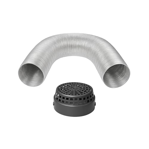 AMPEREUS Premium Aluminium Exhaust Duct Pipe with Cowl Cover for Chimney (Silver, 6 Feet, 6 Inch)