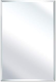 QNINE 60 x 90 cm Large Frameless Mirror, Big Mirror for Bathroom, Rectangle Wall Mirror, Silver Mirrors for Home Decor, Frameless Wall Mirror, 2.5cm Beveled Polished Edge, Modern Style