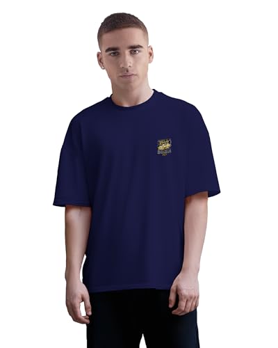 Image of Buy That Trendz Mens Oversized Tshirt Black & White Car Printed Crew Neck Cotton Drop Shoulder Half Sleeve Stylish Tshirt