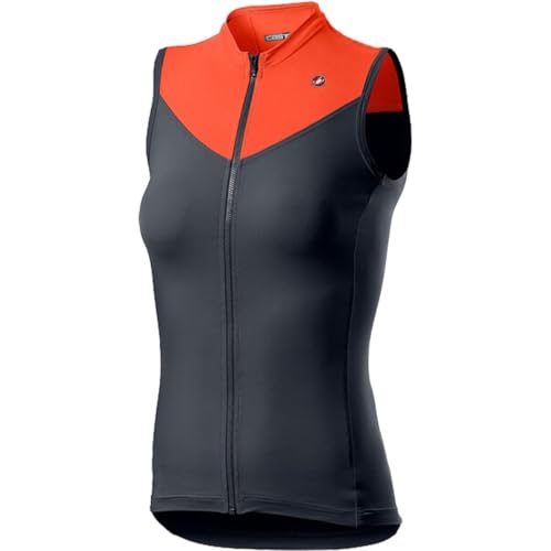 Castelli Solaris Sleeveless Jersey, Camiseta Mujer, Dark Steel Blue/Brilliant Pink, M
