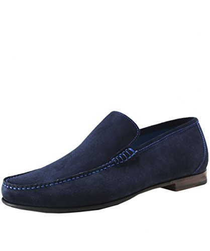 Loake Nicholson Mens Suede Moccasin Shoes 7 Navy/Blue Stitch Suede