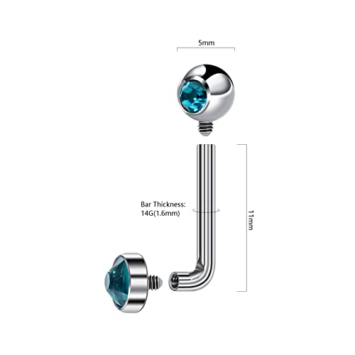 14G Solid Titanium Christina Piercing Barbell Vch Ring Bar Genital Jewelry Vertical Hood (Blue Zircon-Usa) #TOP1