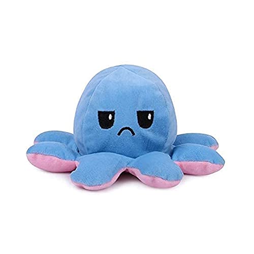 Image of Reversible Octopus Soft Toys, Mood Change Double-Sided Flip Octopus Plush Toys, Cute Mini Octopus Stuffed Animals Creative Toy Gifts (Blue-Pink) (Pack of 1)