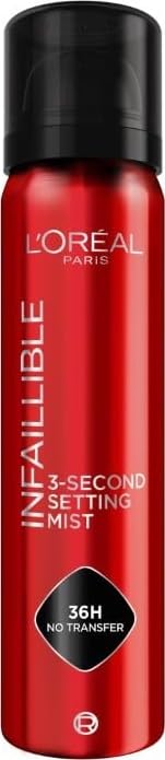 L'Oréal Paris Infaillible Spray Fijador de Maquillaje hasta 36 Horas, 75ml | Fijación hasta 36 horas, ayuda a mantener el maquillaje, fórmula vegana, uso diario, Infaillible Setting Spray