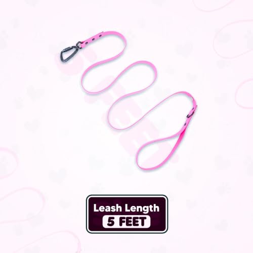 Image of Adil's Biothane Waterproof Dog Collar, Dog Leash & Collar Leash Combo | Heavy Duty TPU Coated Webbing | Adjustable Quick Release Buckle | Odour Resistant (Pink, M-18, Leash Only)