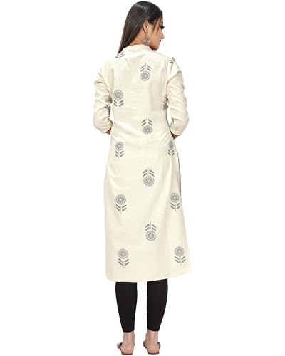 Image of Rajnandini Women's Pure Cotton Relaxed Fit A Line Jaipuri Printed A-Line Kurti (Joplvl116-P)