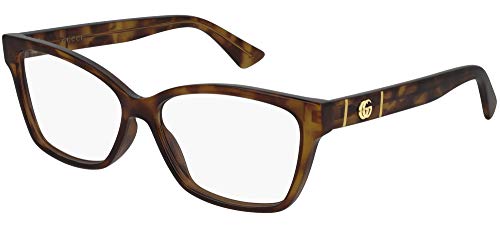 Gucci Gucci-Logo Women's GG0634O 002 Havana Full Rim Rectangular Eyeglasses 55mm