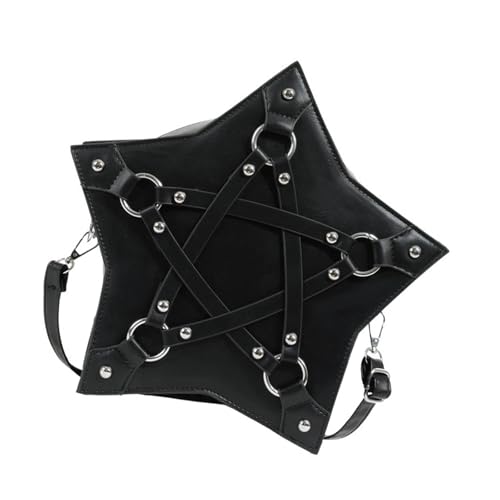 Sac à bandoulière en forme d'étoile pour femme style punk en cuir PU avec rivets cloutés