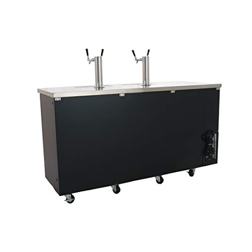 PEAKCOLD 3 Door, 4 Tap Commercial Beer Dispenser - Double Tower Keg Cooler - Kegerator; 72" W on Fridge.com