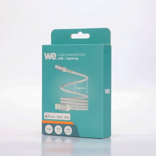 Cable USB a Lightning magnético WE blanco con carga de 5V y 2.4A de 1 metro 3
