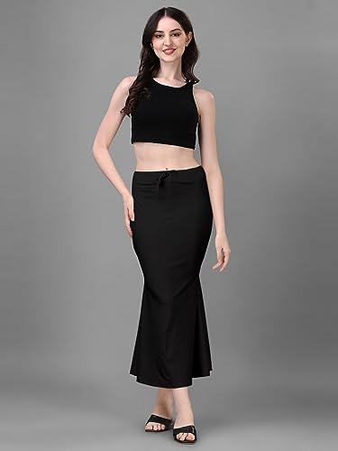 Image of Women's Saree Shapewear Petticoat, Cotton Blend Stretchable Mermaid Skirt, High Waist Tummy Control, Smooth Curve Fit with Adjustable Drawstring
