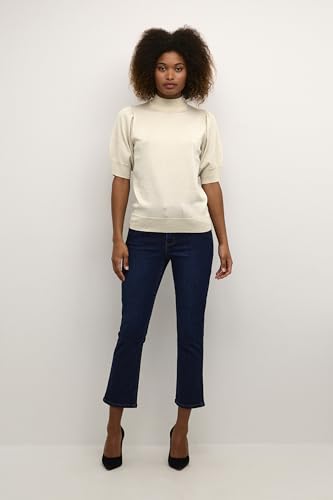 KAFFE Strickpullover KAregina Damen Strickpullover Glitzer Pullover Kurzarm Rollkragenpullover Pulli Sand Dollar S