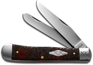 Case XX Knives Roses Trapper 1/500 Dark Red Bone Stainless Pocket Knife 23118R