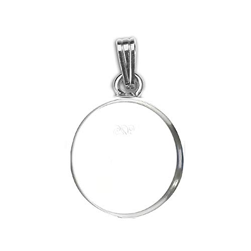 JKEIO 925 Sterling Silver Bezel Tray Pendant Bezel Cups fit 16mm Round Cabochons Setting for Necklace Jewelry Making