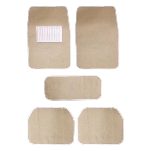 Byson Durable Waterproof Car Floor Mats 5 Piece Set - Universal Fit for Sedan and SUV Non-Slip Auto Interior Protection Easy to Clean Soft Comfortable Foot Mats Without Cutting (Beige)