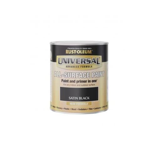 Rust-Oleum Universal All Surface Brush on Paint - Satin - Black - 250ml