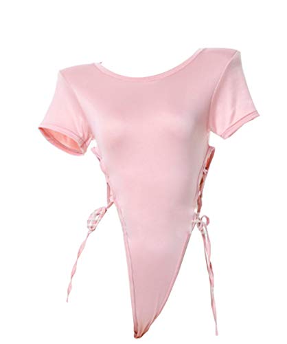 Female Cute Japanese Schoolgirl swarms Lolita Anime Role-Playing Lingerie Side-tie with Jumpsuit Doll Dress., Pink, One Size