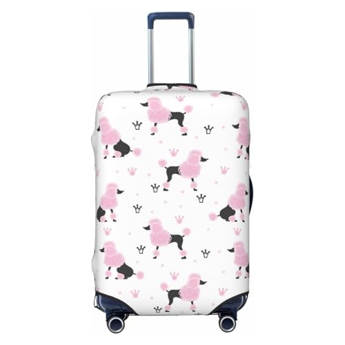 Travel Luggage Cover Protector - Pink Cute Poodle Dog Crown Anti-Scratch Suitcase Covers Fits 18-32 Inch Luggage