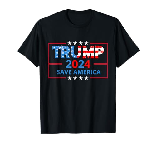 Trump 2024 Bandiera Salva America Elezione Trump 2024 Maglietta