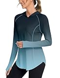 Bashafo Sun Shirts for Women Lightweight Long Sleeve Tops Upf50+ Rash Guard Workout Hiking Running Shirts (Gradient Green, M)