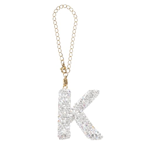 Charme de lettre pailleté K blanc pour personnaliser un sac à dos féminin