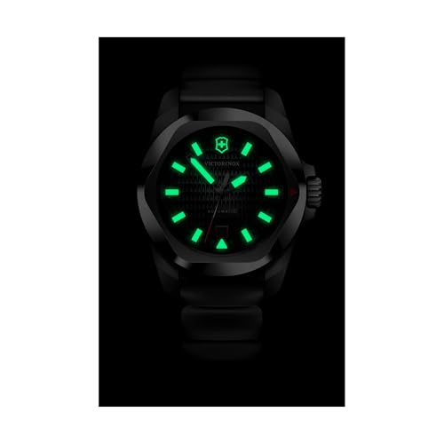 Image of Victorinox I.N.O.X. Automatic, Swiss Made Analog Men's Watch | Black Dial, 41 Mm, 200M Water Resistant, Stainless Steel Case, Black Rubber Strap, Sellita SW 200-1 Movement | 242039