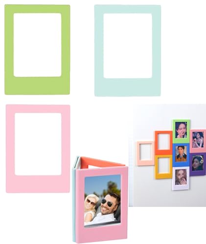 Image of 3PCS Fridge Magnet Photo Frame, Mini Photo Frame Set, Fridge Magnet for Home Decoration, Small Magnetic Photo Frame in Pink Green Blue (9x6.5 cm)