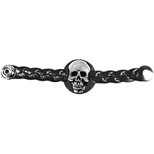 Hot Leathers VXL1009-SET Skull Medallion Vest Extender Genuine Leather Braided Strap 6.5" Extension 4-PCS-Black-PCS