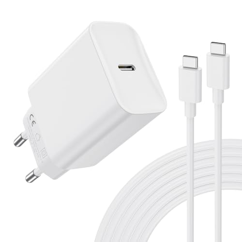 30W Caricatore USB C Rapido for iPhone 17 16 15/17 16 15 Pro/17 16 15 Pro Max/17 Air/16 15 Plus/iPad Pro/Mini/Air, Samsung Galaxy, Tipo C Cavetto Ricarica per USBC Carica Batteria con Cavo 2M