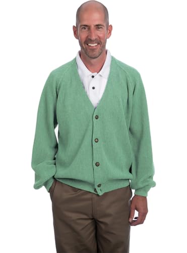 – Men's Retro Pro 100% Pure Alpaca Cardigan, Breathable, Lightweight, Cozy & Luxurious Vintage Golf Sweater