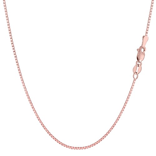 Jewelry Affairs 14K Rose Solid Gold Mirror Box Chain Necklace, 0.8Mm, 20" #TOP24