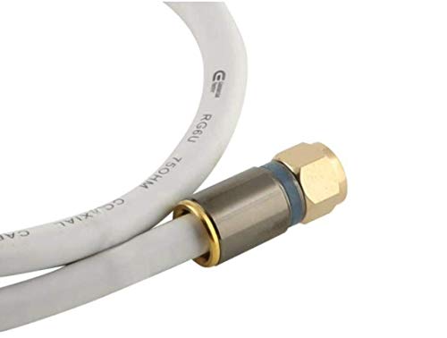 (3ft) Commercial Electric RG-6 Coaxial Cable (F-PIN) White Cable Cord for use with TV, VCR, Cable Modem, Satellite TV, Off-air Antenna