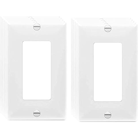 Four Bros Decorator Light Switch or Receptacle Outlet Wall Plate, Standard Size, Polycarbonate Thermoplastic, UL Listed, White (10, 1-Gang) Cover