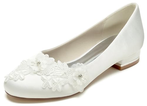 Hanfike Formal Shoes for Women Slip-on Applique Bridal Wedding Party Flats JY316