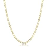 PPRLIFE Collar de oro para mujer, cadena Figora de 3,2 mm de ancho, collar de oro de 14 quilates, joyería de belleza en simplicidad para mujer, collares de diseño neutro para hombre, cadena de 16 a 30