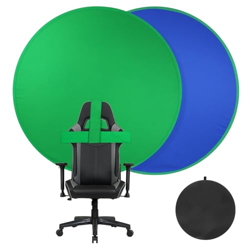 Green Screen Chair,Heorryn 59in Portable Green Blue Screen Backdrop Kit with Double Sided Pop Up Greenscreen Background for Chroma Key Photo/Video, Streaming, Conferencing and Product Photography