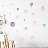 tjapalo made in Germany tjapalo® 134 Stück Große Wandtattoo Punkte Aquarell Wandtattoo Punkte Kinderzimmer Babyzimmer Wandtattoo Kreise Rosa, Farbe: v73