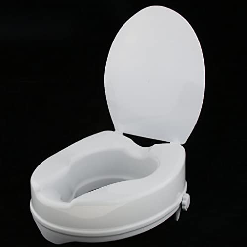 Barenx Durable Standard Potty Toilet Seat Riser Raised Elongated Elevators With Cover 4 Inches Easy Installation #TOP3