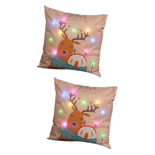 Zerodeko 2 peças luzes led candeeiros led almofada sofá candeeiros led almofada Natal decoração bloco casa decoração almofada decorativa Cushion assento traseiro fronha de almofada bateria seca