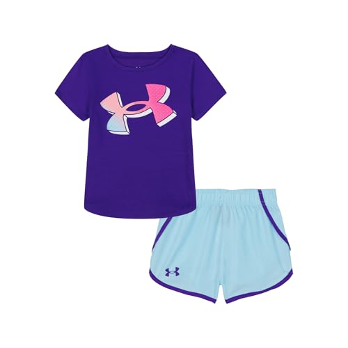 Image of Under Armour Girl's 2-piece Short Sleeve Tee and Shorts Set, Lightweight and Comfortable