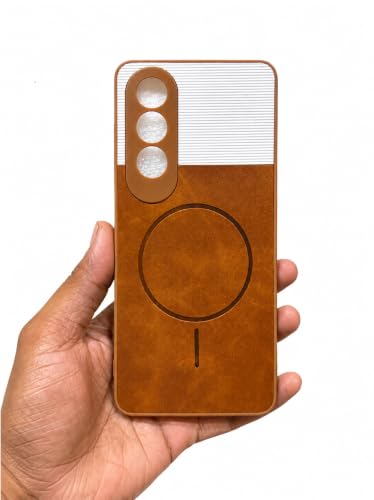 Image of Bintage 2in1 Hard Slim Back Case | Soft Border Camera Protect | Dual PU Leather Finish Back Cover Compatible for OnePlus Nord CE 4 5G - White & Brown