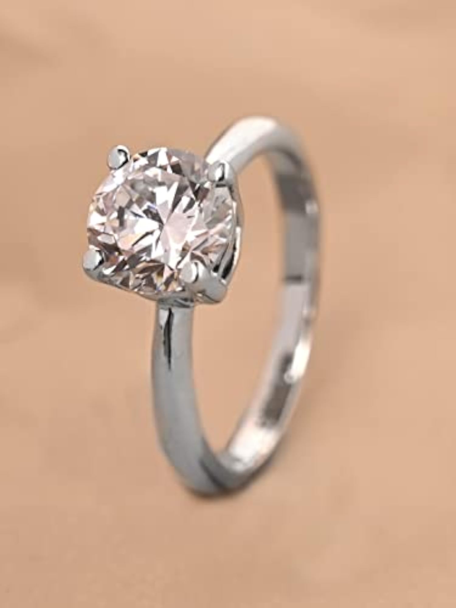 Women's 92.5 Sterling Silver Plated Zirconia Solitaire Ring