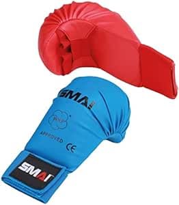 SMAI WKF Karate Handschutz ohne Daumen, Blau, Handschuhe, Faustschützer (S)