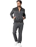Morgenstern Hausanzug Herren Set Trainingsanzug Freizeitanzug Baumwolle 2-teilig langarm Jacke lange Hose Grau Größe XL 54-56