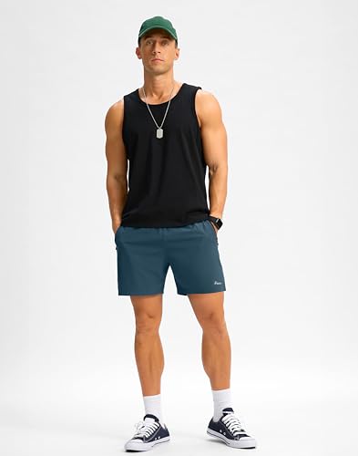 Image of Pudolla Men's Running Gym Shorts with Zipper Pockets 5 inch /7 inch / Lightweight Quick Dry Running Workout Athletic Short