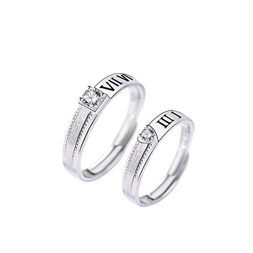 Bague couple chiffres romains en argent : le confort réglable au quotidien
